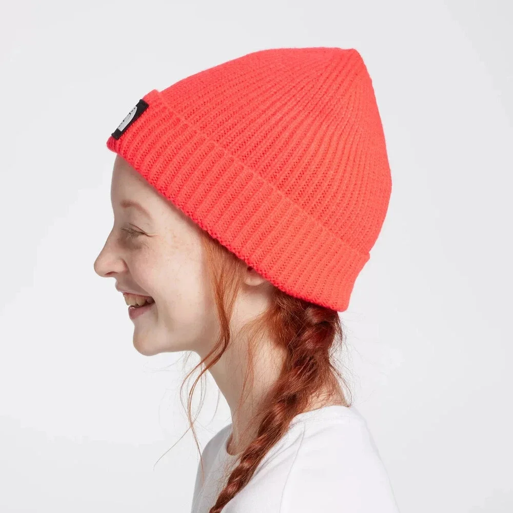 The North Face NF0A7WGC397 Beanie Kids Brilliant Coral Box Logo Cuffed UPS1150